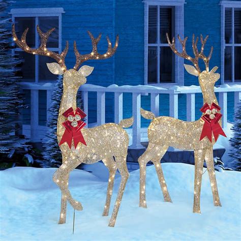 Led Lighted Deer Set Of Two Outdoor Christmas Reindeer Holiday Decor Christmas Holiday