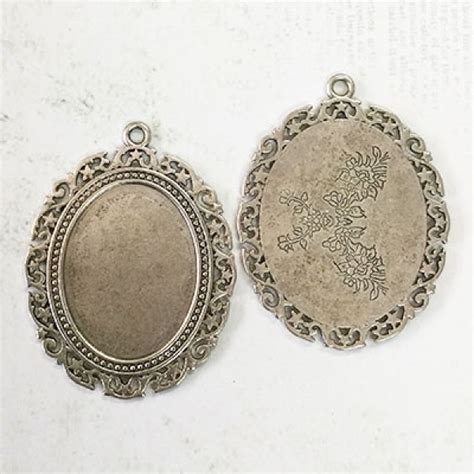 30x40mm Victorian Style Filigree Antique Silver Plated Alloy Oval