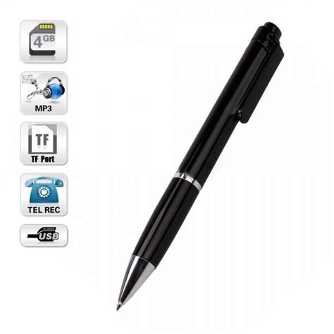 Black 4gb Stereo Digital Voice Recording Pen Mp3tfextra Mic 2539