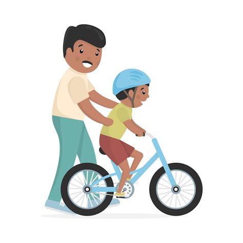 Premium Vector Father Teaching Son To Ride Bike Caring African Dad