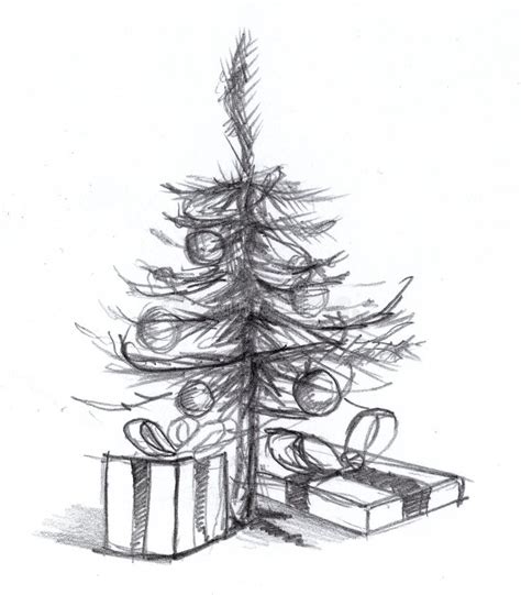 Realistic Christmas Tree Sketch Img Loaf