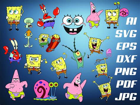 Spongebob Squarepants Svg Cricut Bundle Vector Instant Download