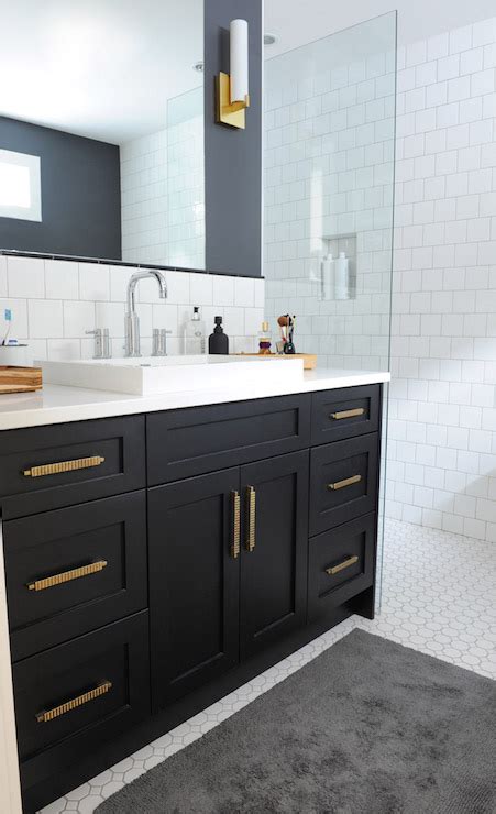 Maybe you would like to learn more about one of these? Black Bathroom Vanity with Gold Hardware - Vintage ...
