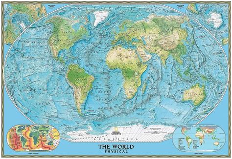 National Geographics Physical World Map Wall Mural Self Adhesive