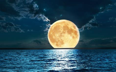 Ocean On Full Moon Night