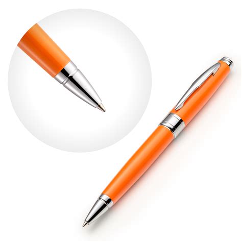 Orange Ballpoint Pen Set With Ink Refills Zenzoi