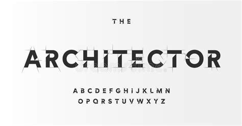 Architectural Project Font Technical Draw Style Alphabet Geometrical