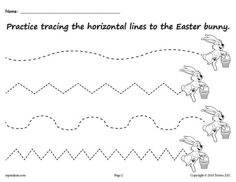 Scale up or down to your liking. Easter Preschool Bunny Trace Worksheets 1 in 2020 | Tracing worksheets free, Easter printables ...