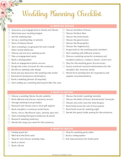 Wedding Timeline Checklist Photos