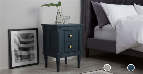 A bedside table in rustic style will create a cosy atmosphere in your bedroom. MADE Vintage Bedside Table, Dark Blue. Wood. Bourbon ...