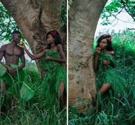 Adam And Eve Couple Take Pre Wedding Photo In The Garden Of Eden Photo