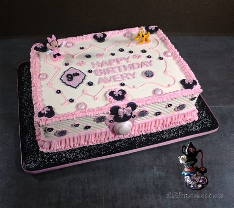 Minnie Mouse Theme Birthday Sheet Cake With Disney Licensed Toy Character Toppers By All4fun