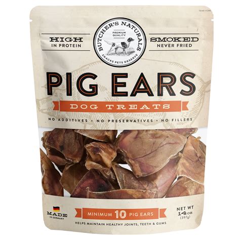 Butchers Naturals Dry Pig Ears Natural Treats For Dogs 10 Pieces