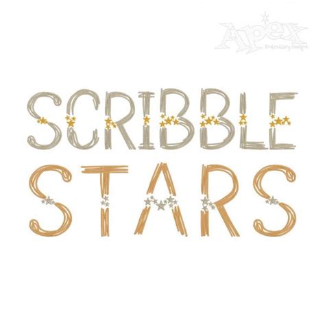 Scribble Stars Embroidery Font Apex Monogram Designs And Fonts