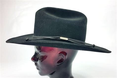 Vintage Stetson Black Wool Cowboy Hat 4x Beaver