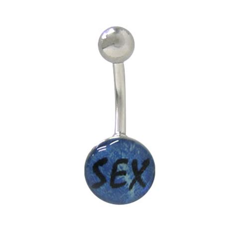 Belly Button Ring Surgical Steel With Holographic Design The Word Sex