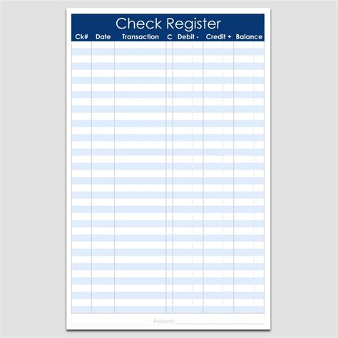 Checkbook Register 8 12 X 11 Legacy Templates