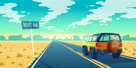 2d Animated Car Viajar Dibujos Ilustración De Paisaje Paisajes