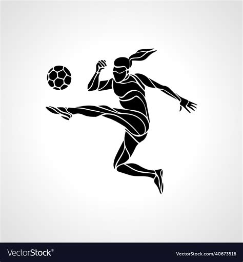 Women Soccer Girl Football Player Silhouette Vector Image Vlrengbr