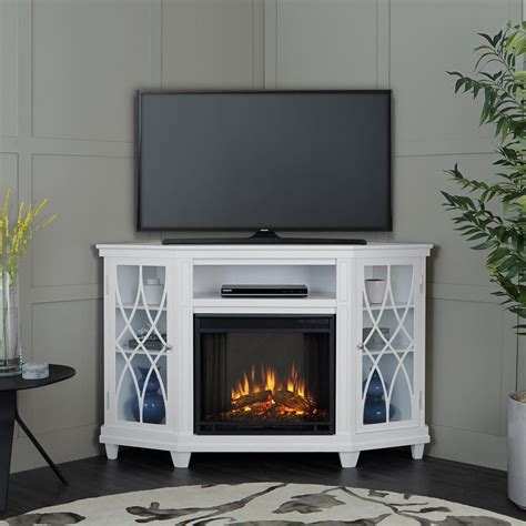 Real Flame Lynette 56 In Corner Electric Fireplace In White 1750e W