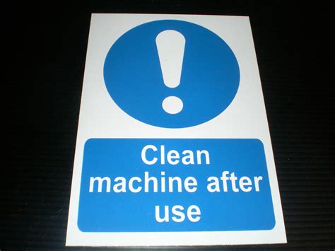 Clean Machine After Use Sign Plastic Sticker And Holed Catering Food