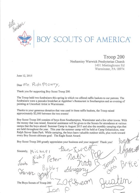 Sample thank you letter for book donation to library. Eagle Scout Donation Letter Template Samples | Letter ...