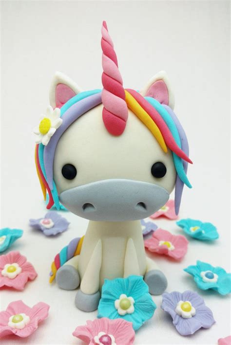 4 tall fondant unicorn cake topper by cupcake stylist | etsy. Unicorn and Flowers Fondant Cake Topper Set von ...