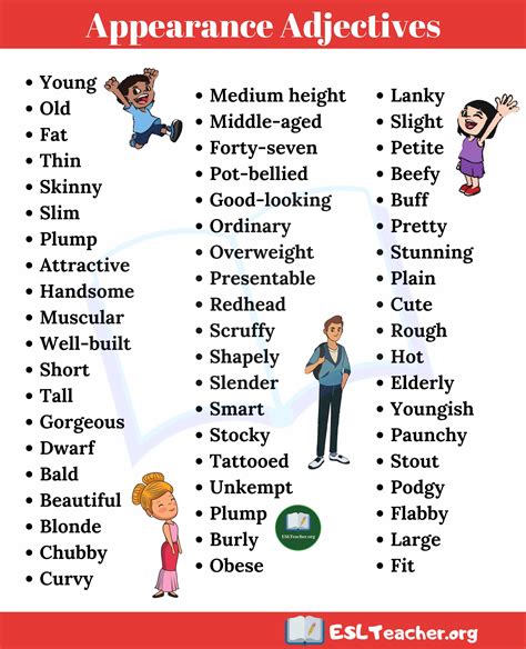 Appearance Adjectives To Describe People Adjectives To Describe People Good Vocabulary Words