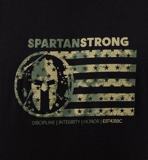 Spartan Strong Flag Tee Mens Black