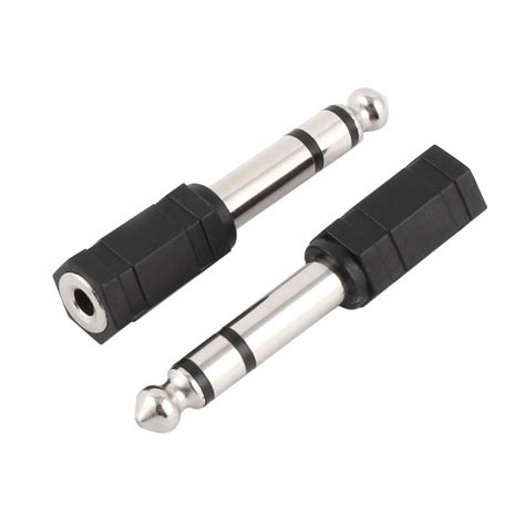 Microphone 635mm Male To 35mm Female Audio Plug Jack Adapter Black