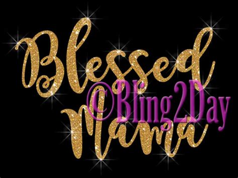 Blessed Mama Gold Glitter Vinylrhinestone Iron On Transfer Bling