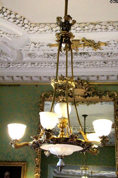 Large Drawing Room Chandelier And Sculpted Ceiling At Thirlestane Castle