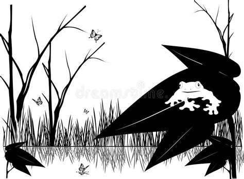 Black And White Nature Vector Stock Vector Illustration Of Bushes