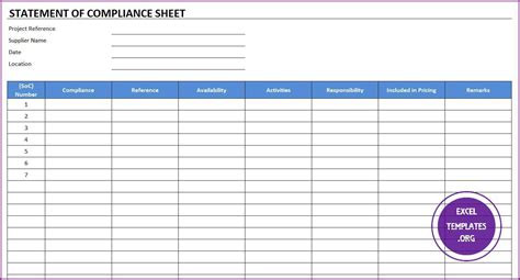 Compliance Report Template Excel
