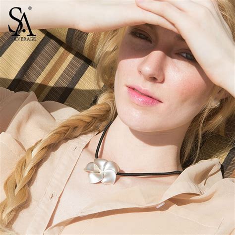 SA SILVERAGE 925 Sterling Silver Choker Flower Necklaces Pendants For