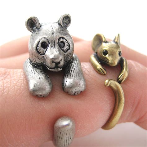 3d Panda Bear Ring In Silver Sizes 5 To 10 Available · Dotoly Animal
