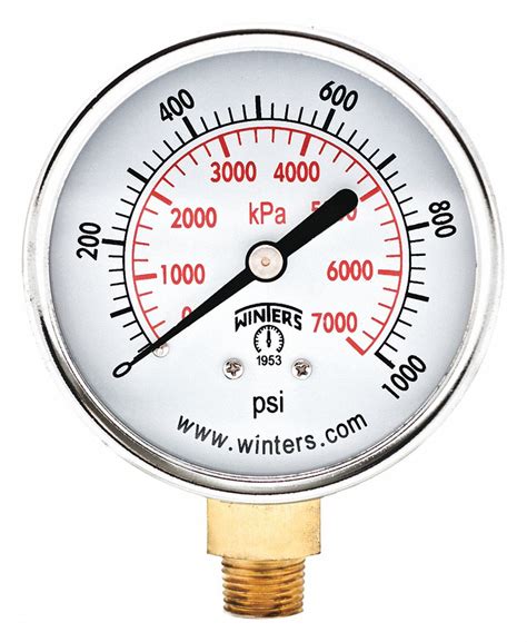 Winters Instruments Pressure Gauge 0 To 1000 Psi Range 14 In Mnpt