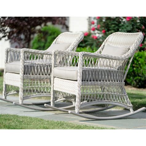 Leisure Made Pearson Antique White Wicker Outdoor Rocking