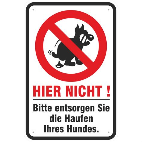 Druecken aufkleber auf glastuer zum selbst ausdrucken; Schild Hundehaufen entsorgen Hundekot verboten 3 mm Alu