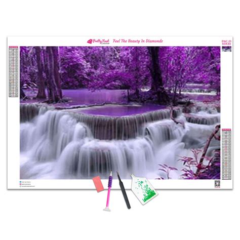 5d Diy Waterfall Scenery Diamond Art Painting Kit Full Square Etsy