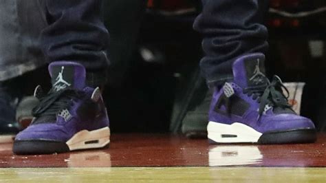 Travis Scott Debuts Unreleased Air Jordan 4 In Purple Sole Collector