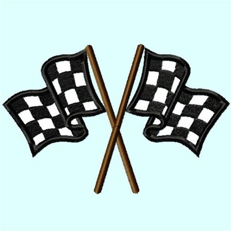 Checkered Racing Flags Embroidery Design 10 Sizes Machine Etsy
