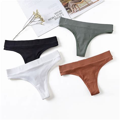 Tureclos Women G String Cotton Underwear Breathable Moisture Wicking Elastic Solid Color Girl
