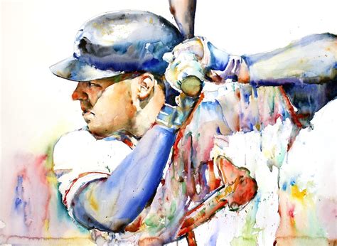 Freddie Freeman Atlata Braves 22x30 Watercolor By Richard Sullivan