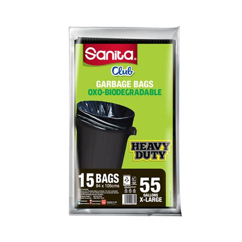 Sanita Club Garbage Bags Oxo Biodegradable 55 Gallons X Large Size 84 X