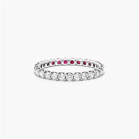 14k White Gold Half And Half Ruby And Diamond Eternity Ring
