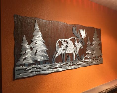 Moose Artwork Rustic Cabin Decor Animal Wall Art Log Home Etsy