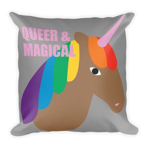 Queer And Magical Light Brown Unicorn Pillow Gay Pride Etsy