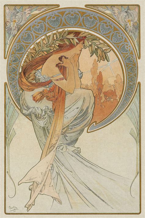 The Arts 4 Heavily Distressed Beautiful Vintage Art Nouveau Lady