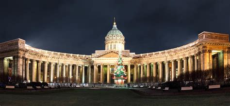 Kazan Cathedral At Christmas St Petersburg Stock Image Image Of
